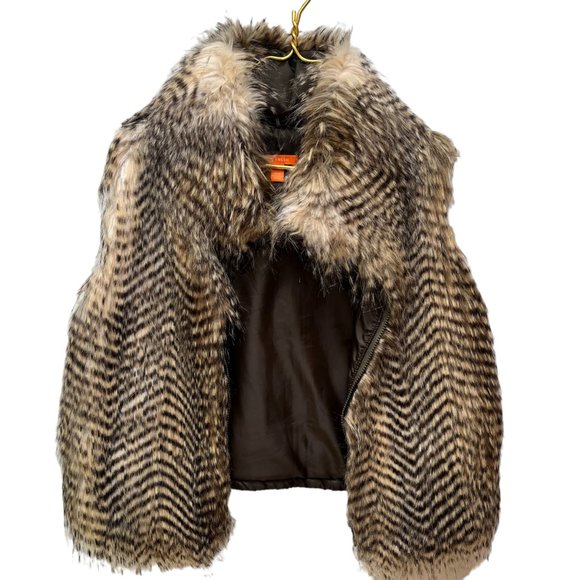 Joe Fresh Faux Fur Hip Length Vest Women's Size L - Picture 2 of 12